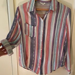 Pink & purple button down stripe shirt